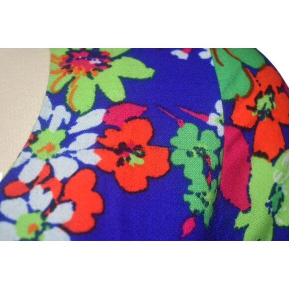 Vintage Maxi Dress Flower Power Print Long Sleeves 60s 70s Park East by Swirl M - Picture 5 of 9